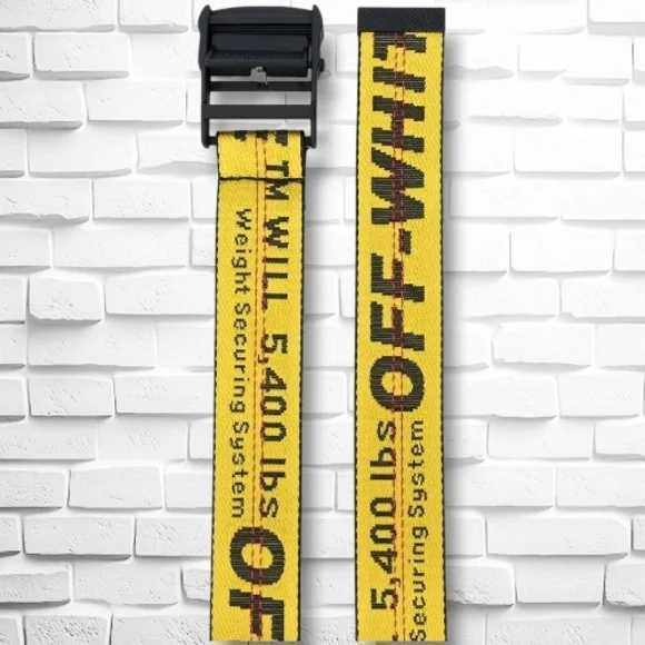 OFF-WHITE Yellow Industrial Logo Buckle Belt One Size - Picture 1 of 4